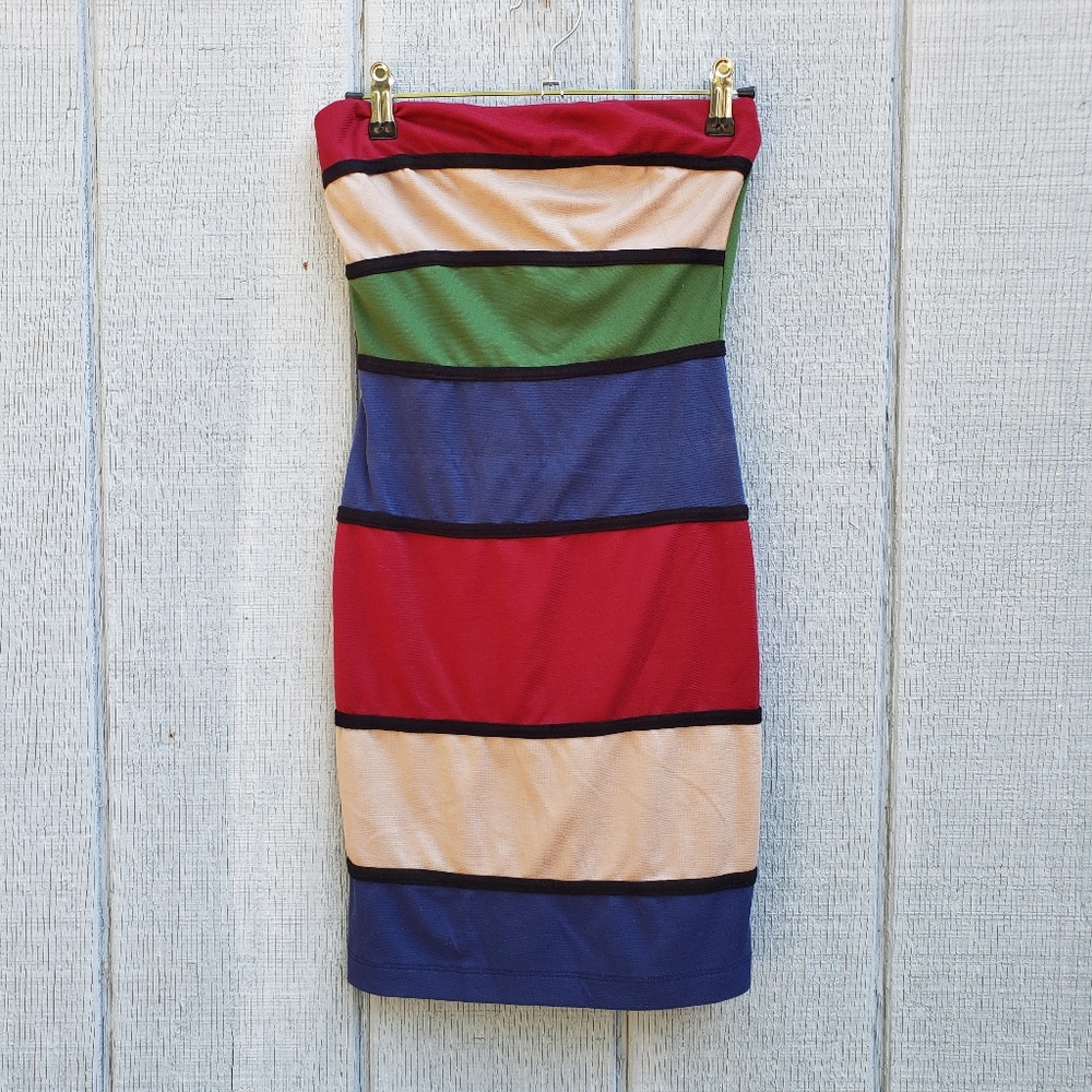 Striped multicolor mini dress
